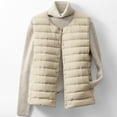 thumbnail image 1 of BLTIBY Puffer Vest for Women Fall Winter Quilted Sleeveless Crewneck Warm Jackets with Pockets Fashion Button Doen Puffy Coat Outerwear Beige 4XL, 1 of 9