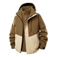 thumbnail image 1 of BLTIBY Rain Jacket for Men Waterproof Zip Up Hooded Raincoat Fall Winter Long Sleeve Windbreaker with Pockets Brown 5XL, 1 of 9