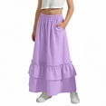 thumbnail image 1 of BLTIBY Ruffle Tiered Flowy Maxi Skirt for Girls Summer Boho Elastic High Waisted A-Line Swing Beach Skirts with Pockets Purple 8-9 Years, 1 of 7