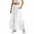 thumbnail image 1 of BLTIBY Ruffle Tiered Flowy Maxi Skirt for Girls Summer Boho Elastic High Waisted A-Line Swing Beach Skirts with Pockets White 6-7 Years, 1 of 7