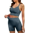 thumbnail image 1 of BLTIBY Shapewear Workout Sets for Women Two Piece Outfits Seamless Tummy Control High Waisted Biker Shorts Sports Bra Gym Yoga Activewear Navy Free Size, 1 of 6
