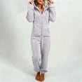 thumbnail image 1 of BLTIBY Sherpa Jumpsuit for Women Hoodies Fuzzy Pajamas Long Sleeve Adult Onesie Pajamas Winter Rompers Sleepwear with Pockets Gray L, 1 of 5