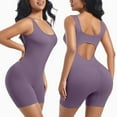 thumbnail image 1 of BLTIBY Shorts Bodysuit for Women Tummy Control Solid Color Shapewear Seamless Workout Bodycon One Piece Short Jumpsuits Purple S, 1 of 5