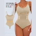 thumbnail image 1 of BLTIBY Sleeveless Bodysuit for Women V Neck Solid Color Thong Jumpsuit Tummy Control Seamless Shapewear Fashion Bodysuits Beige XS, 1 of 5