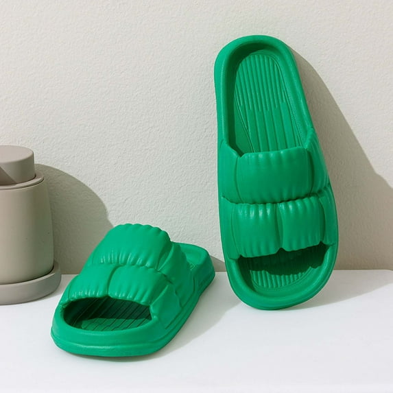 BLTIBY Slippers for Women and Men Pillow Bathroom Sandals Non-Slip Shower Slides Home Couple Shoes Indoor Outside Soft Soled Slipper Green 40-41