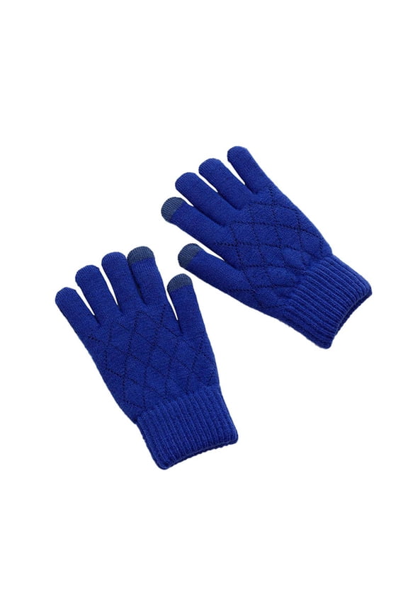 Solid Color Gloves for Women Men Fashion Winter Snow Thermal Touchscreen Glove Casual Knit Cozy Gloves for Outdoor Cycling Running Ski Blue Free Size