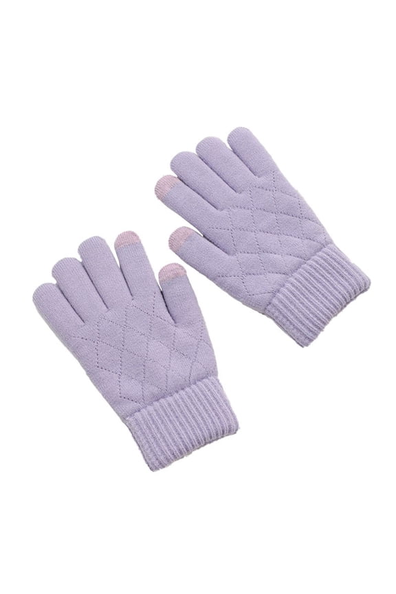Solid Color Gloves for Women Men Fashion Winter Snow Thermal Touchscreen Glove Casual Knit Cozy Gloves for Outdoor Cycling Running Ski Purple Free Size