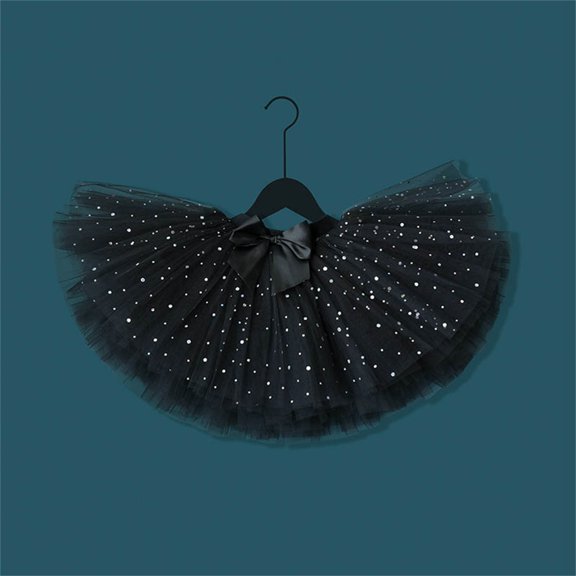 BLTIBY Sparkle Tutu Skirts for Toddler Girls Tulle Ballet Dance Skirt Princess Baby Kids Dress up Birthday Party Black 11-12 Years