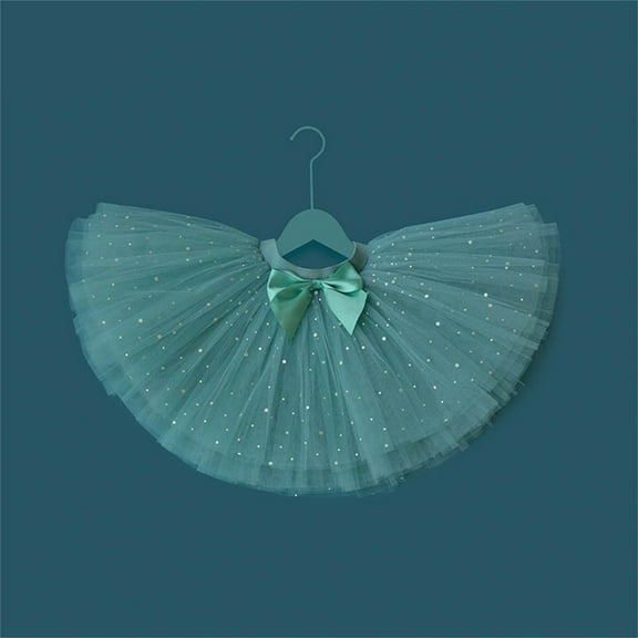 BLTIBY Sparkle Tutu Skirts for Toddler Girls Tulle Ballet Dance Skirt Princess Baby Kids Dress up Birthday Party Green 7-8 Years
