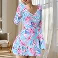 thumbnail image 1 of BLTIBY Spring Sweater Dresses for Women Ribbed Knit Long Sleeve Mini Dress Casual Bodycon A-Line V Neck Printed Short Dresses Sky Blue L, 1 of 5