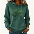 thumbnail image 1 of BLTIBY St. Patrick's Day Sweatshirts Hoodies for Women Shamrock Clover Printed Round Neck Long Sleeve Drawstring Shirts Irish Blouse Fashion Pullover Tops with Pockets Green 10 M, 1 of 6
