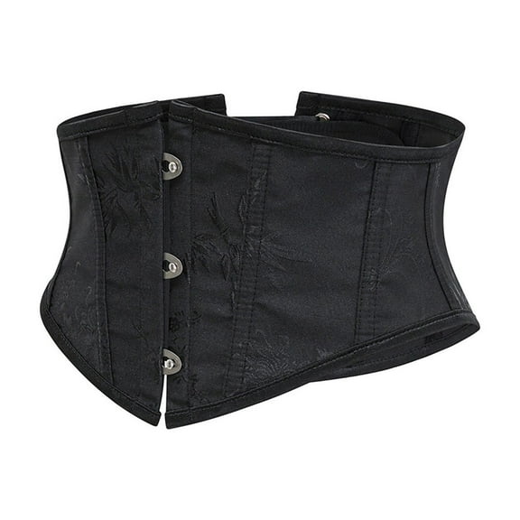 BLTIBY Steel Boned Underbust Women’s Waist Trainer Shaper Reducer Satin Corset Vintage for Halloween Black M
