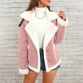 thumbnail image 1 of BLTIBY Suede Jacket for Women Fall Einter Retro Fuzzy Fleece Lapel Plush Jackets Faux Sherpa Lined Button Down Coat Punk Cropped Winter Warm Outerwear with Pockets Pink XL, 1 of 6