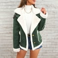 thumbnail image 1 of BLTIBY Suede Jacket for Women Fall Einter Retro Fuzzy Fleece Lapel Plush Jackets Faux Sherpa Lined Button Down Coat Punk Cropped Winter Warm Outerwear with Pockets Army Green M, 1 of 8