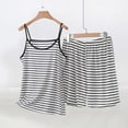 thumbnail image 1 of BLTIBY Summer 2 Piece Set Stripe Printed Sleeveless Tank Top Shorts Sets Casual Lounge Matching Outfits Black 2 5XL, 1 of 5