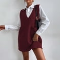 thumbnail image 1 of BLTIBY Sweater Vest Dress for Women Casual V Neck Sleeveless Casual Soft Knit Stretch Lightweight Y2K Pullover Tank Dresses with Pocekts Wine S, 1 of 9