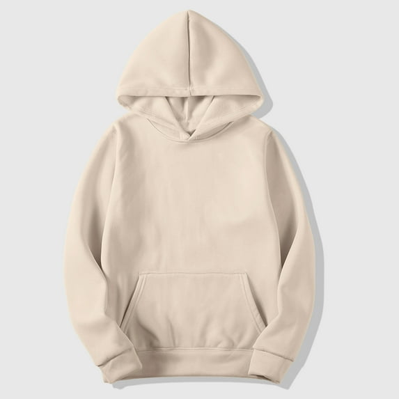 BLTIBY Sweatshirts for Men Hoodies Long Sleeve Round Neck Solid Color Blouse Fashion Lightweight Casual Pullover Tops with Pockets Khaki M