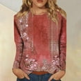 thumbnail image 1 of BLTIBY Sweatshirts for Women Autumn Long Sleeve Round Neck Printed Pullover Shirts Tunic Tops Fashion Casual Loose Wine M, 1 of 8