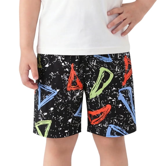 BLTIBY Swim Trunks Shorts for Boys Girls Kids Cotton Printed Summer Fashion Quick Dry Athletic Beach Board Shorts Black 3 2-3 Years