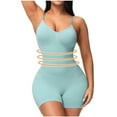 thumbnail image 1 of BLTIBY Tank Top Bodysuit for Women U Neck Solid Color Shorts Jumpsuit Tummy Control Seamless Shapewear Comfy Fashion Bodysuits Green S, 1 of 9