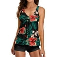thumbnail image 1 of BLTIBY Tankini Swimsuits for Women Two Piece Bathing Suits Tops with Boyshorts Print Sleeveless Strap Loose Fit Swimwear Army Green XL, 1 of 7