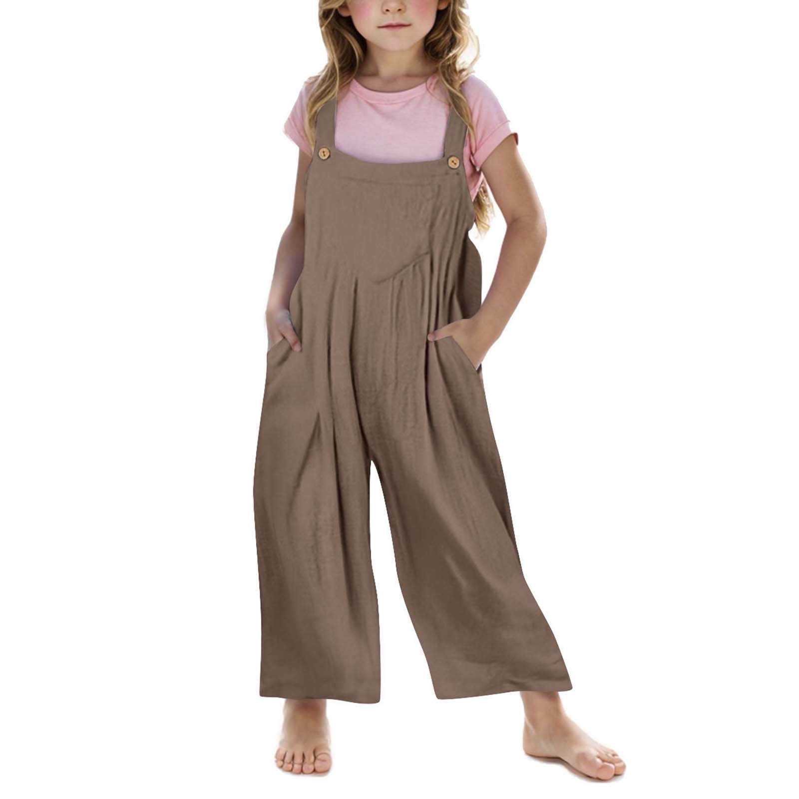 BLTIBY Teen Girls Overalls Fall Loose Preppy Romper Casual Sleeveless ...
