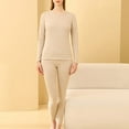 thumbnail image 1 of BLTIBY Thermal Underwear Set for Women Long Johns Ultra-Soft Warm Winter Fleece Fitted Round Neck Top & Bottom Base Layer Pajamas Sets for Cold Weather Khaki XXL, 1 of 5