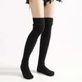thumbnail image 1 of BLTIBY Thigh High Socks for Women Ribbed Knit over the Knee Leg Warmer Slouchy Pile Sock Cozy Winter Dance Stockings Black L, 1 of 5