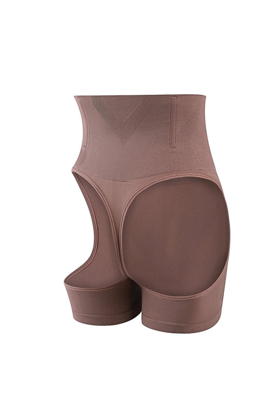 Thigh Shapers for Women Tummy Control High Waisted Butt-lifting Underwear Butt-exposing Waist Body Shaper Seamless Solid Color Shaper Slimming Shorts Khaki M