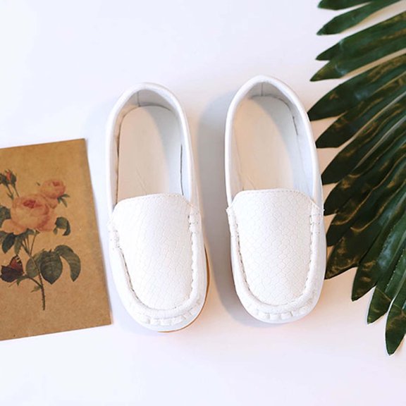BLTIBY Toddler Baby Boys Girls Flat Shoes Non Skid Candy-Colored Slipper Sneaker Moccasins Infant Cute Comfy Solid Shoe White 3-3.5Years