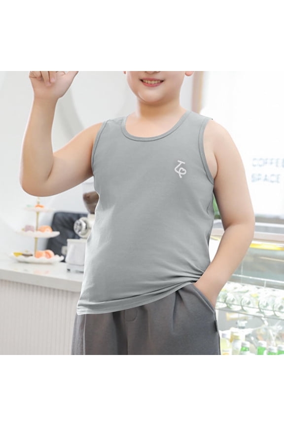 Toddler Boys Cotton Tank Tops Summer Sleeveless Plus Size Crew Neck Funny Print Undershirts Basic Tees Shirts
