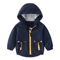 thumbnail image 1 of BLTIBY Toddler Boys Girls Windbreaker Jacket Casual Outerwear Kids Lightweight Zip Hooded Jackets Baby Cute Rain Coat with Pockets Navy 7-8 Years, 1 of 3