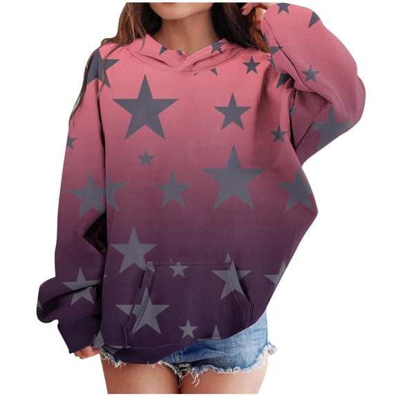 BLTIBY Toddler Girls Boys Sweatshirt Hoodies Spring Fall Star Printed Kids Casual Pullover Fleece Sweater Long Sleeve Shirts Winter Outwear with Pockets Navy 7-8 Years
