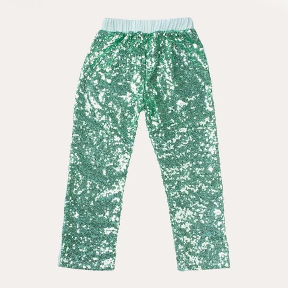 BLTIBY Toddler Girls Perform Pant Sequin Fall Elastic Waist Loose Casual Pants Fashion Comfy Trouser Green 0-1 Year