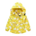 thumbnail image 1 of BLTIBY Toddler Girls Rain Jacket Hooded Windbreaker Lightweight Cute Printed Coat Fall Long Sleeve Windproof Raincoar with Pockets Yellow 3-4 Years, 1 of 9