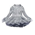 thumbnail image 1 of BLTIBY Toddler Girls Solid Color Sweater Dress Child Long Sleeve Cable Knitted Dresses Layered Fall Winter Pullover Dress Gray 6-7 Years, 1 of 2