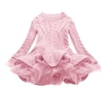 thumbnail image 1 of BLTIBY Toddler Girls Solid Color Sweater Dress Child Long Sleeve Cable Knitted Dresses Layered Fall Winter Pullover Dress Pink 10-11 Years, 1 of 2