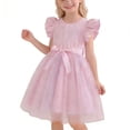 thumbnail image 1 of BLTIBY Toddler Girls Tulle Dress Ruffle Sleeve Fluffy Bow Dresses Tutu Princess Dress Birthday Party Dresses Summer Clothes Pink 2 7-8Years, 1 of 7