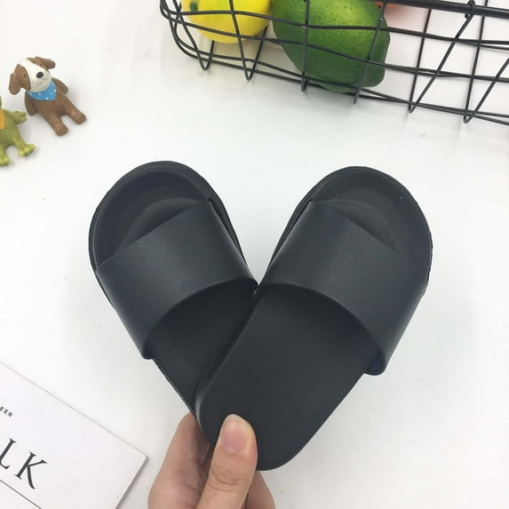 BLTIBY Toddler Little Kids Summer Sandals Non-Slip Boys Girls Slide Lightweight Comfort Beach Water Shoes Shower Pool Slippers Home Shoe Black 7-8 Years