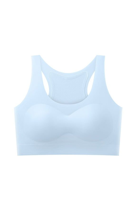 Training Girls Bras for Teens Racerback Seamless Design Wireless Bra with Chest Sports Bra Breathable Comfort Blue 9-10Years