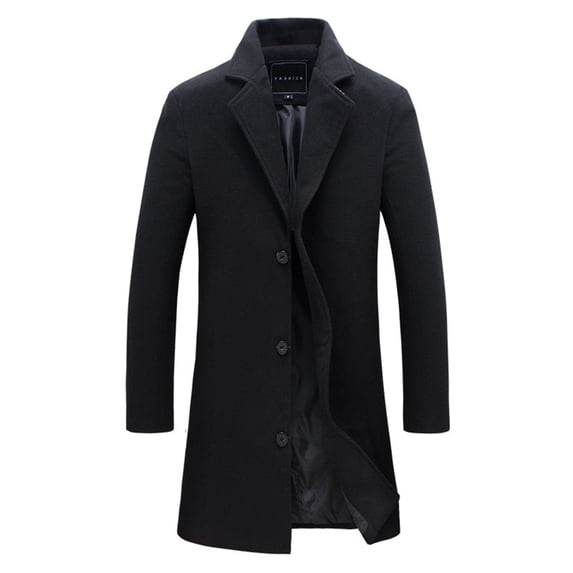 BLTIBY Trench Jacket for Men Fall Winter Solid Color Fashion Long Sleeve Leisure Outerwear Long Coat Jackets Tops Casual Outwear Black 4XL