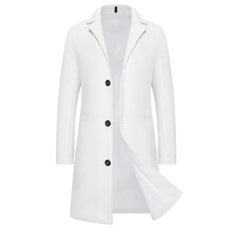 BLTIBY Trench Jacket for Men Fall Winter Solid Color Fashion Long