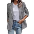 thumbnail image 1 of BLTIBY Tweed Blazer for Women Fall Business Work Office Lightweight Textured Outwear Double Breasted Lapel Comfort Jackets with Pockets Gray XL, 1 of 6