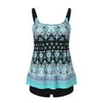 thumbnail image 1 of BLTIBY Two Piece Tankini Swimsuits for Women with Shorts Printed Sleeveless Tummy Control Bathing Suits Athletic Swimwear Blue L, 1 of 5