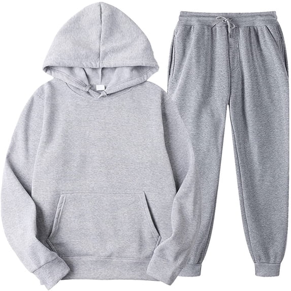 BLTIBY Unisex 2 PC Sweatsuit Set Men Women Sets Jogger Sweatpants Long Sleeve Hoodie Pullover Sweatshirt Tracksuit with Pockets Gray XXL