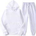 thumbnail image 1 of BLTIBY Unisex 2 PC Sweatsuit Set Men Women Sets Jogger Sweatpants Long Sleeve Hoodie Pullover Sweatshirt Tracksuit with Pockets White M, 1 of 6