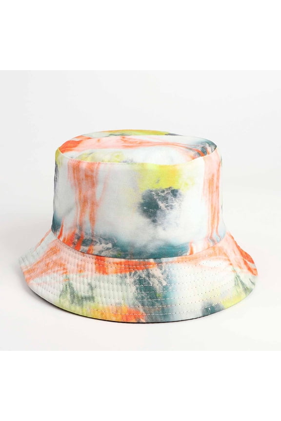 Unisex Tie Dye Pattern Cotton Bucket Hats Reversible Casual Fashion Fisherman Cap for Travel Beach Army Green Free Size