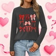 thumbnail image 1 of BLTIBY Valentine Shirts for Women Love Heart Printed Sweater Fashion Casual Crewneck Long Sleeve Pullover Sweatshirts Blouse Valentines the Day Tops Dark Gray 2 M, 1 of 5