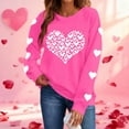 thumbnail image 1 of BLTIBY Valentine Shirts for Women Love Heart Printed Sweater Crewneck Long Sleeve Pullover Blouse Casual Fashion Valentines the Day Top Hot Pink L, 1 of 8
