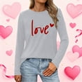 thumbnail image 1 of BLTIBY Valentine Shirts for Women Love Heart Sweater Fashion Casual Crewneck Long Sleeve Pullover Sweatshirts Blouse Valentines the Day Tops Gray 2 M, 1 of 5
